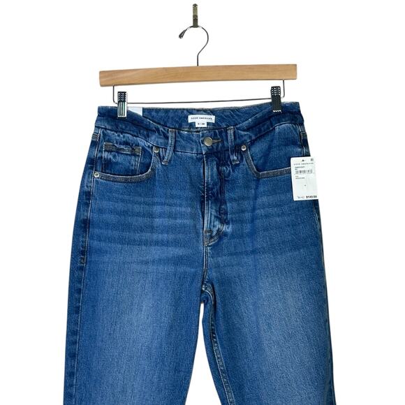 Good American Straight Jeans Womens 6 Medium Wash Distressed High Rise Stretch - Picture 2 of 8